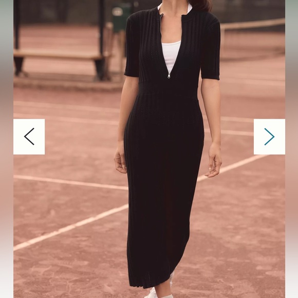 Varley Malia Knit Midi Dress Black S